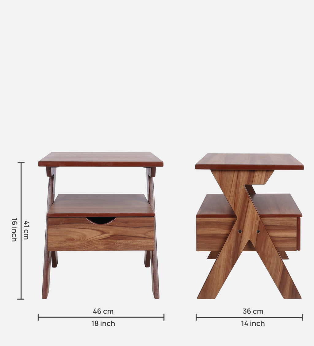 Bedside Table - Asian Walnut Finish Nightstand - additional angle