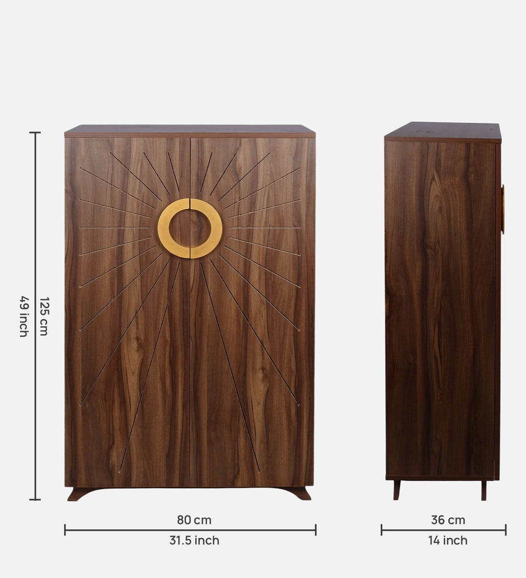 Astra 24-Pairs 2 Door Shoe Cabinet | Walnut Finish