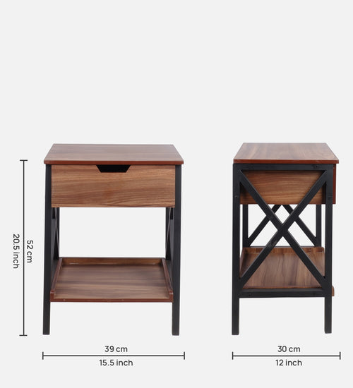 Lucus Bedside Table | Asian Walnut Finish Nightstand