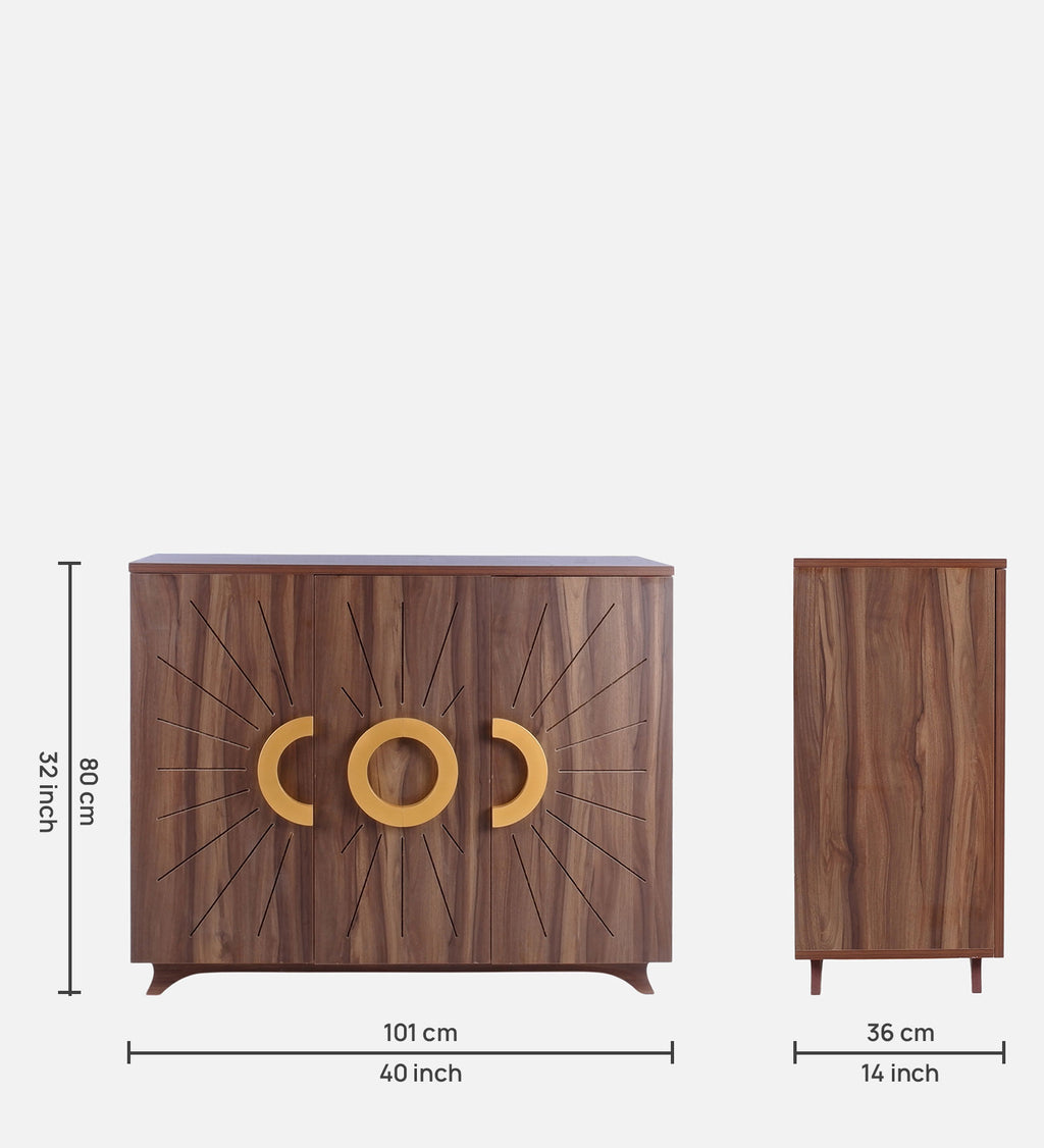 Atlas 22-Pairs 3 Door Shoe Cabinet | Walnut Finish