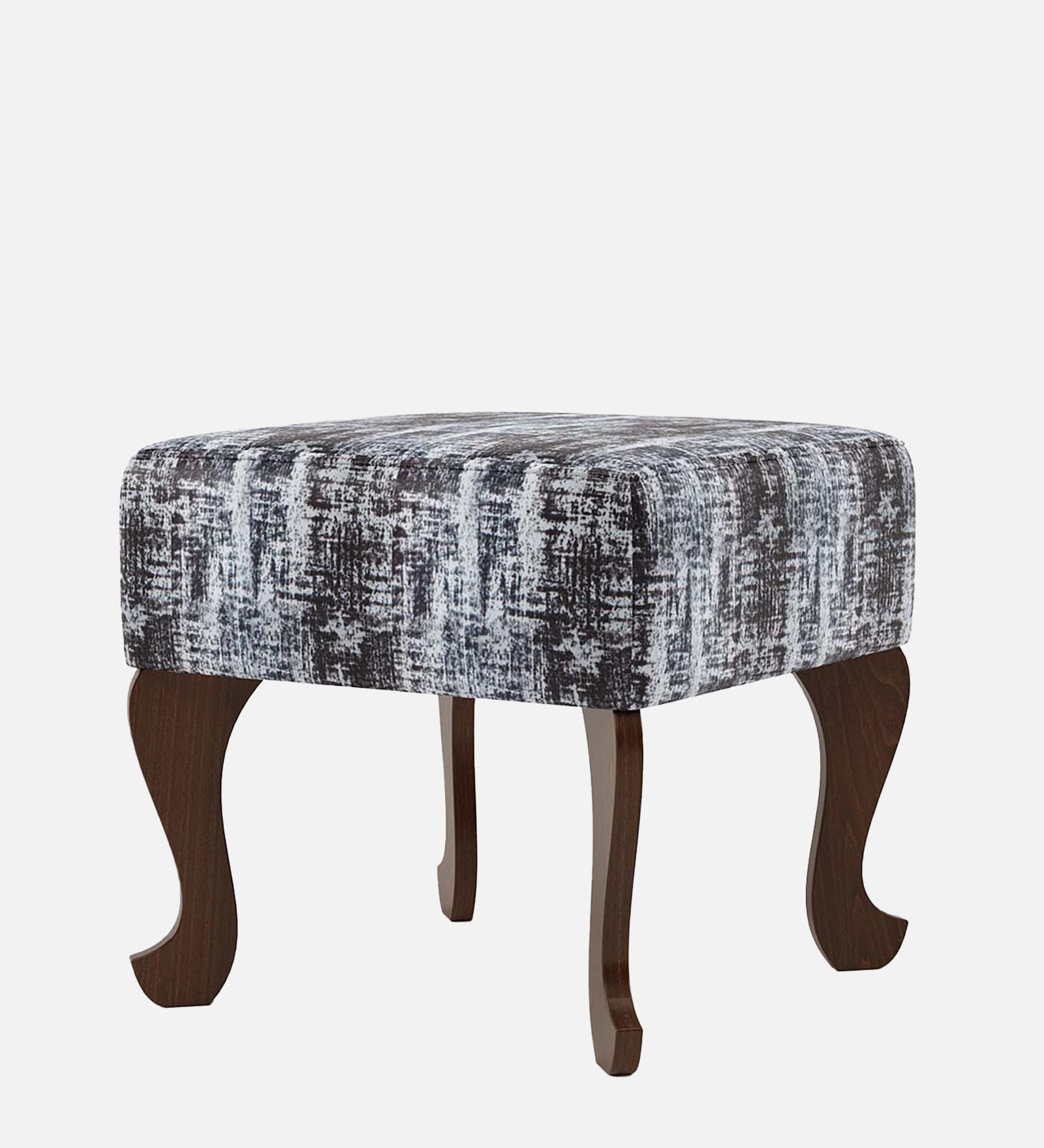 Assam Fabric Seating Ottoman - Walnut Finish - additional angle 2