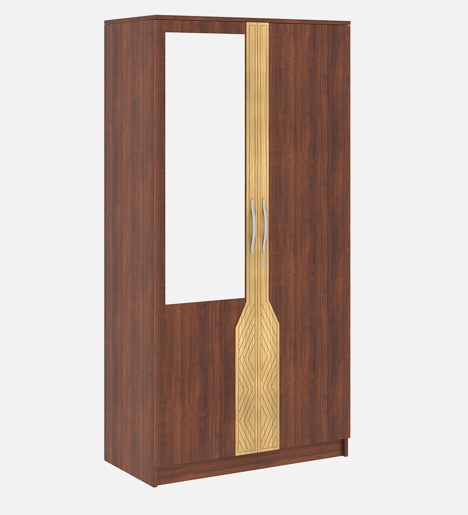 Eco 2 Door Wardrobe with Mirror - Walnut & Natural Wood - additional angle 5