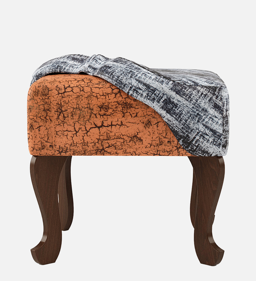 Assam Fabric Seating Ottoman - Walnut Finish - additional angle 4