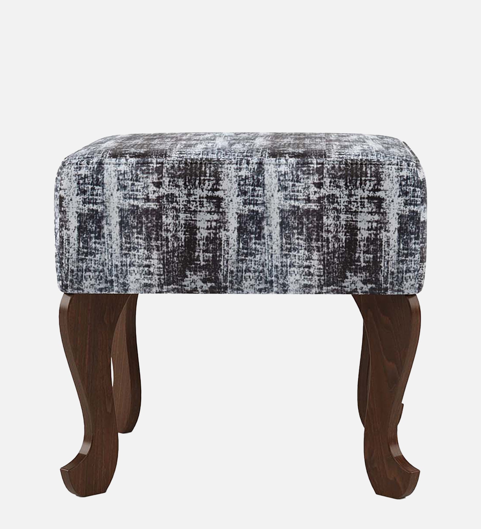 Assam Fabric Seating Ottoman - Walnut Finish - additional angle 5