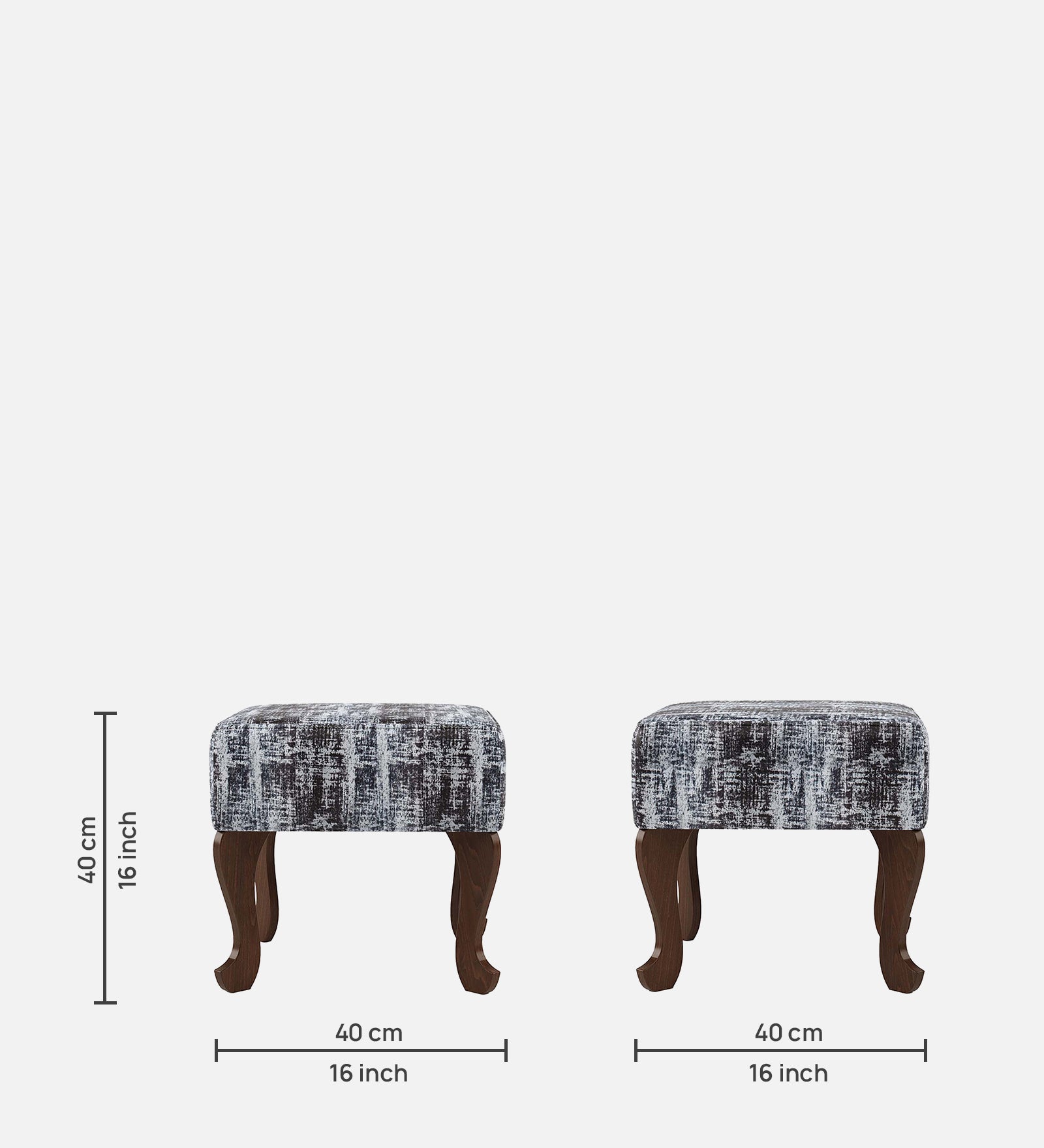 Assam Fabric Seating Ottoman - Walnut Finish - additional angle 6