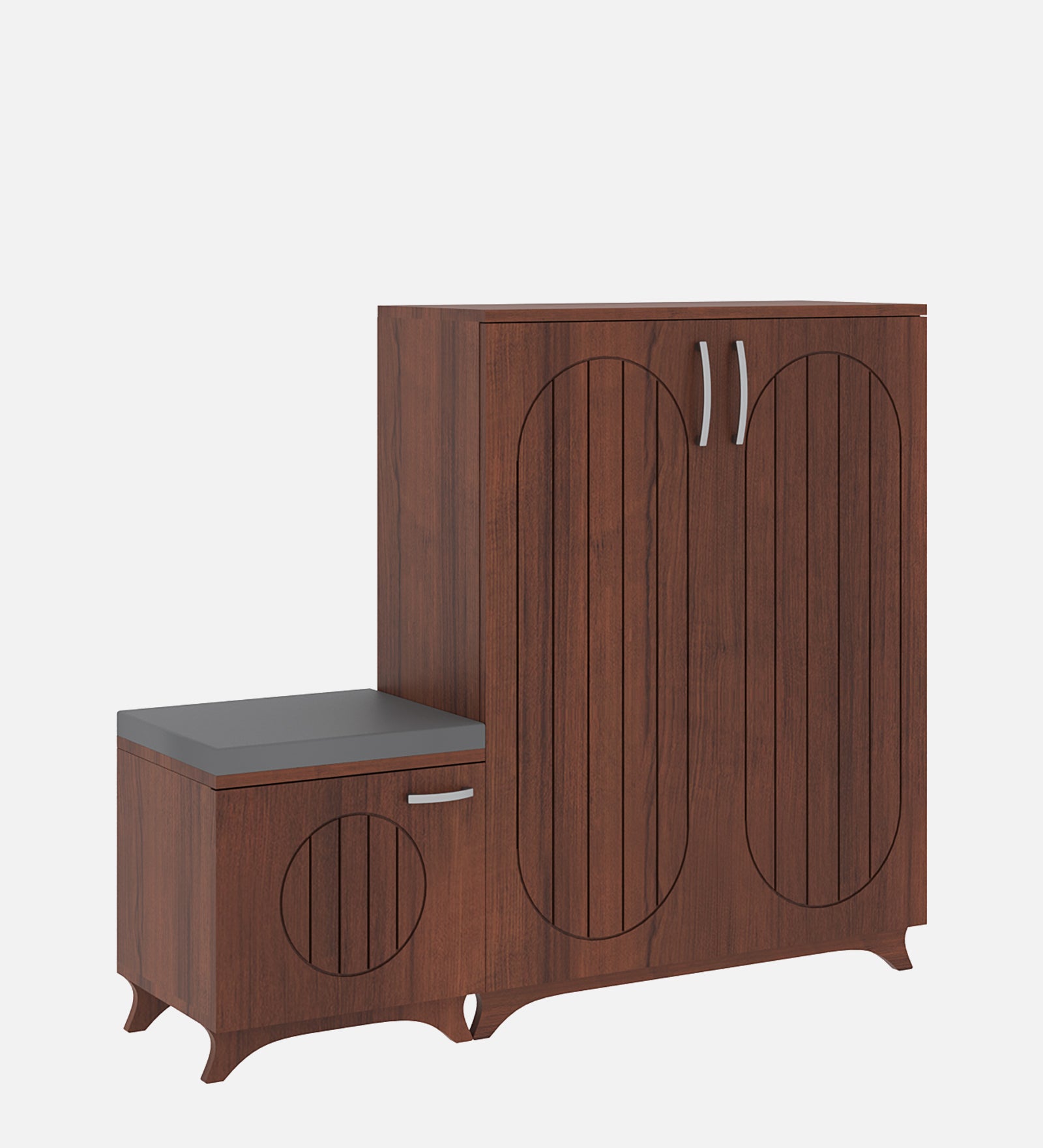 Oscar Shoe Rack with Seating - Walnut Finish - additional angle 4