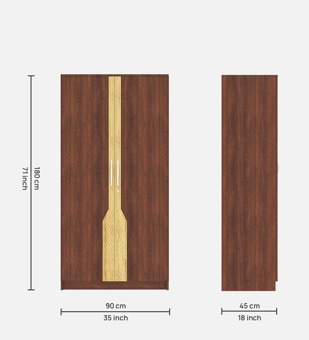 Opera 2 Door Wardrobe - Walnut & Natural Wood Finish