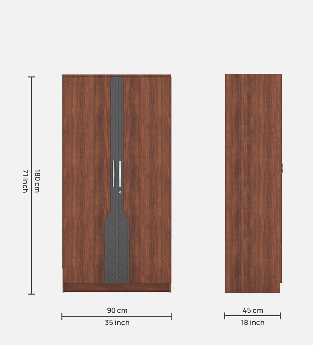 Hendrix 2 Door Wardrobe - Walnut & Grey Finish - additional angle