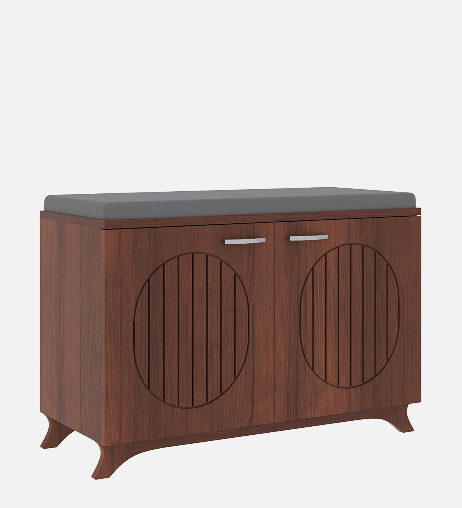 Clove 2 Door Shoe Rack with Seating - Walnut Finish - additional angle 2