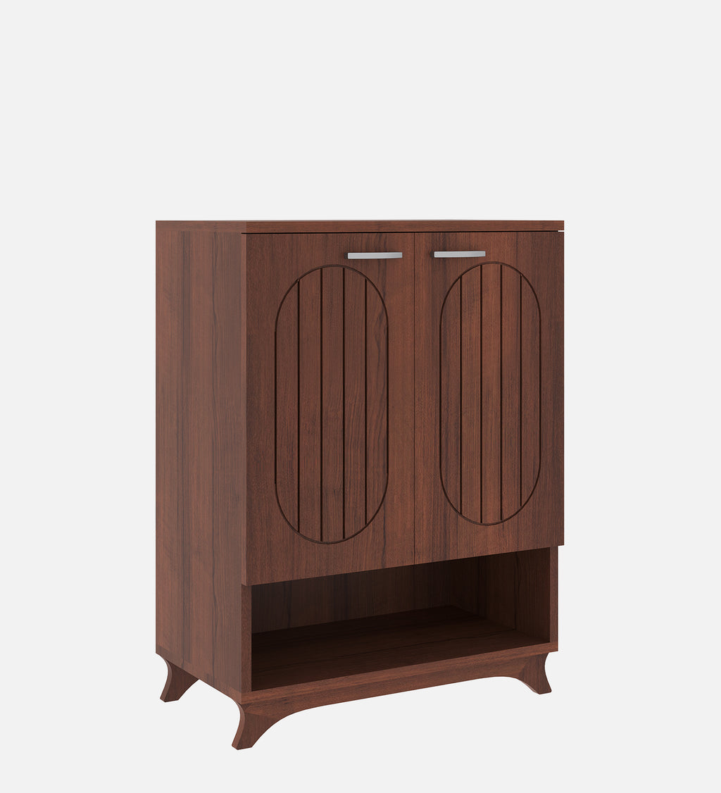 Metro Shoe Rack with Open Shelf - Walnut Finish - additional angle 2