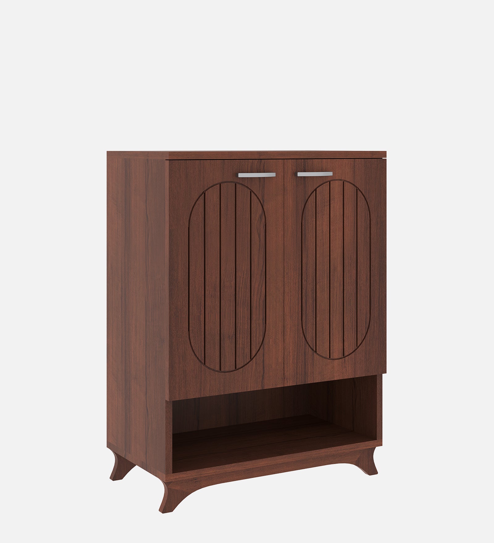 Metro Shoe Rack with Open Shelf - Walnut Finish - additional angle 2