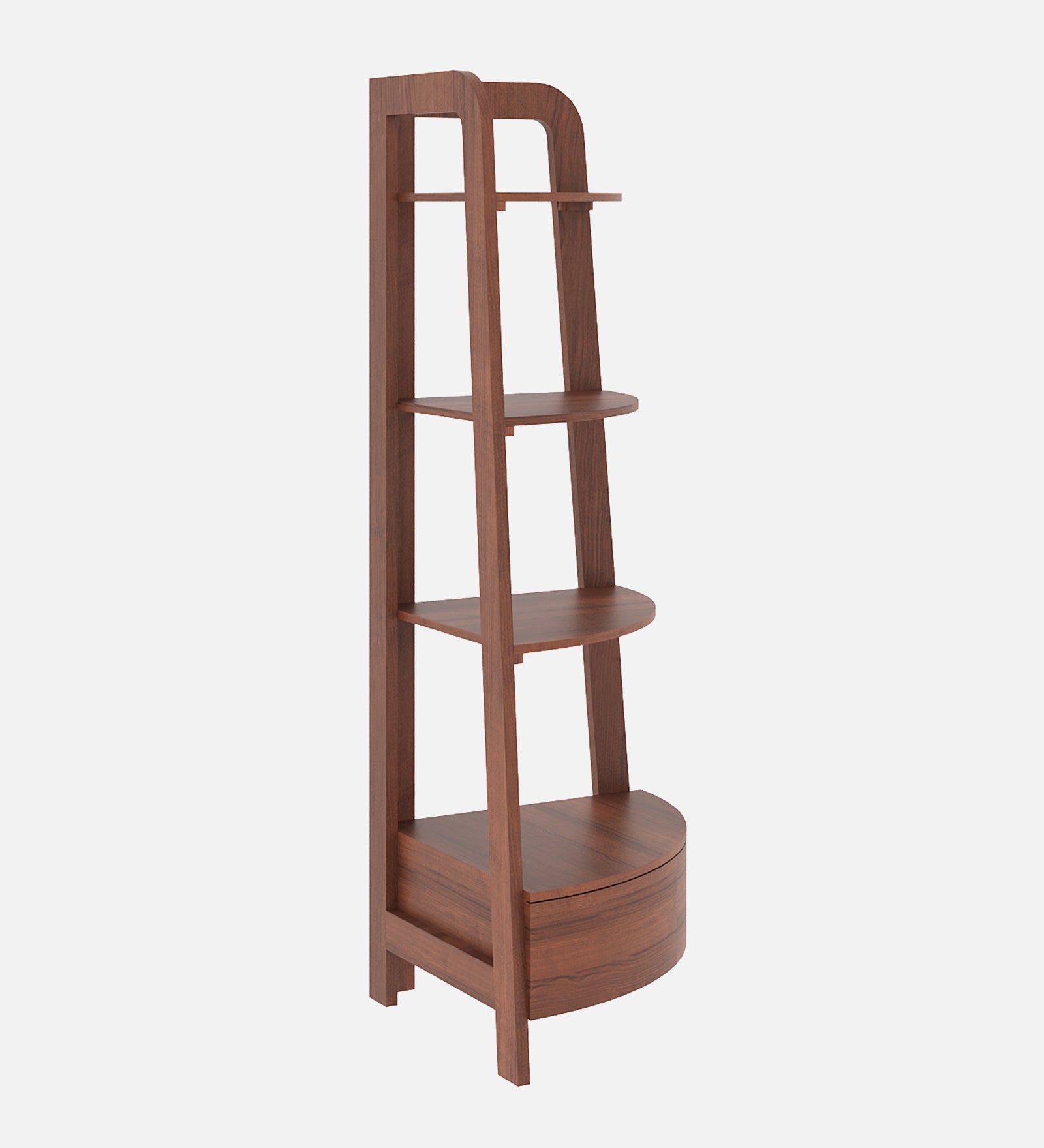 Lotus Engineered Wood Bookshelf - Walnut Finish Wall Shelf - additional angle