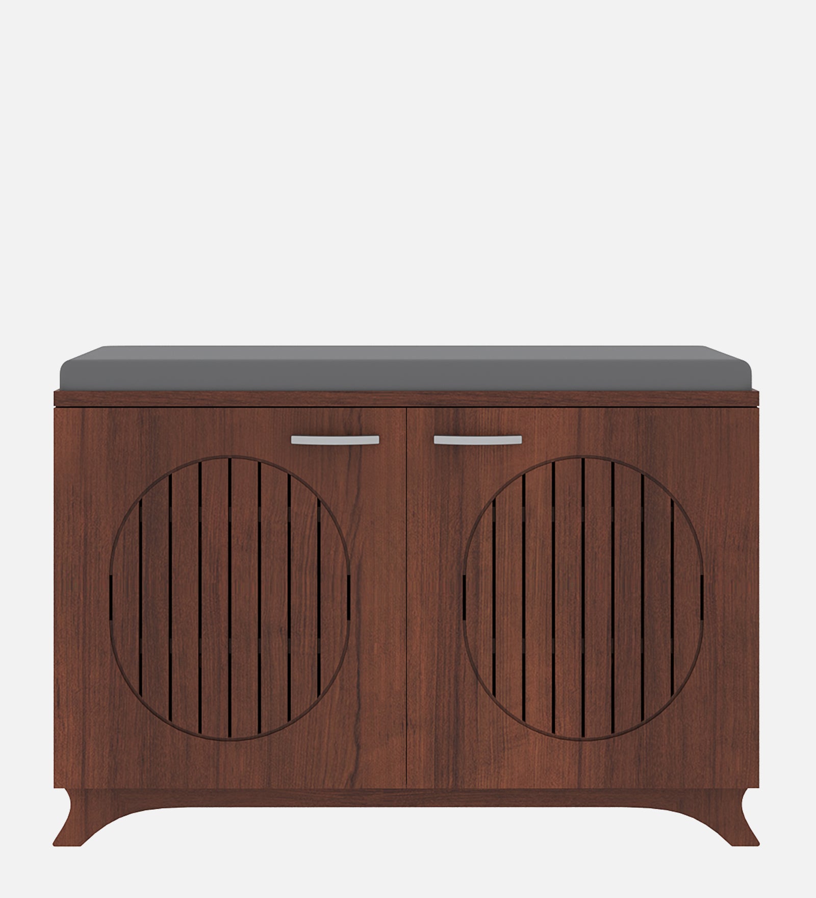 Clove 2 Door Shoe Rack with Seating - Walnut Finish - additional angle 3