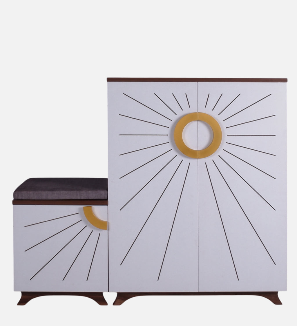 Ariel 23-Pairs 3 Door Shoe Cabinet with Seating | White Finish