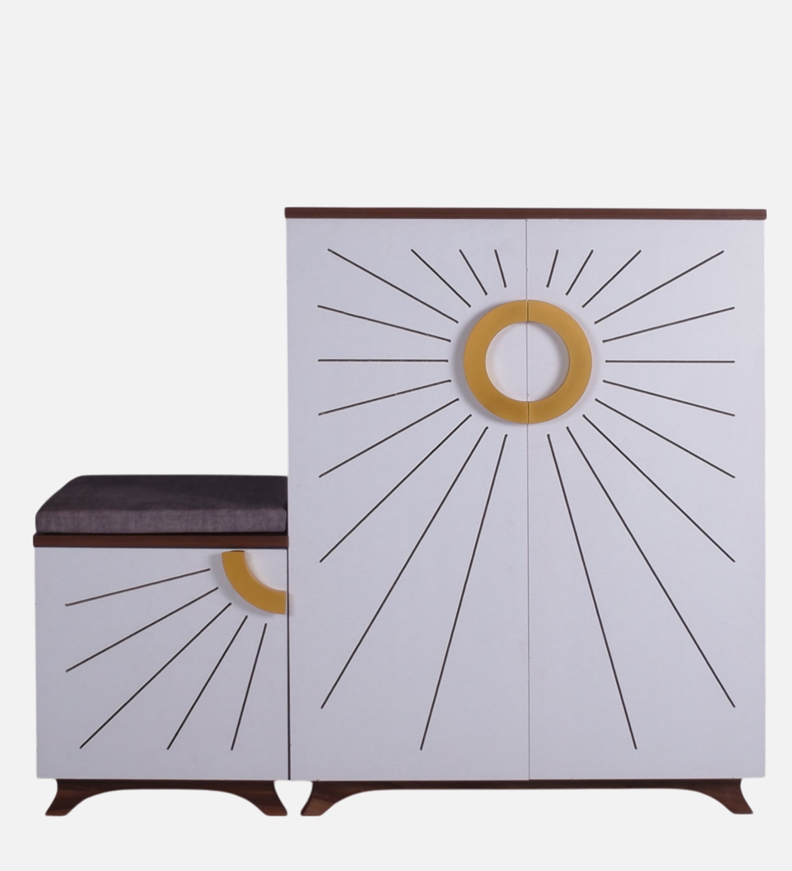 Ariel 23-Pairs 3 Door Shoe Cabinet with Seating | White Finish