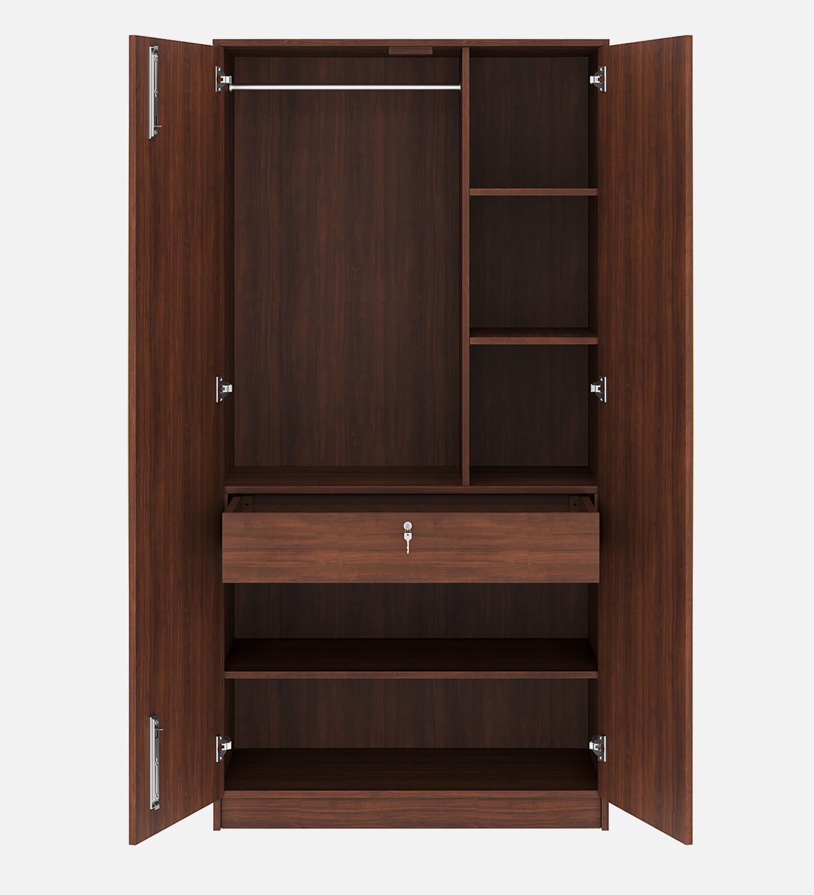 Eco 2 Door Wardrobe with Mirror - Walnut & Natural Wood - additional angle