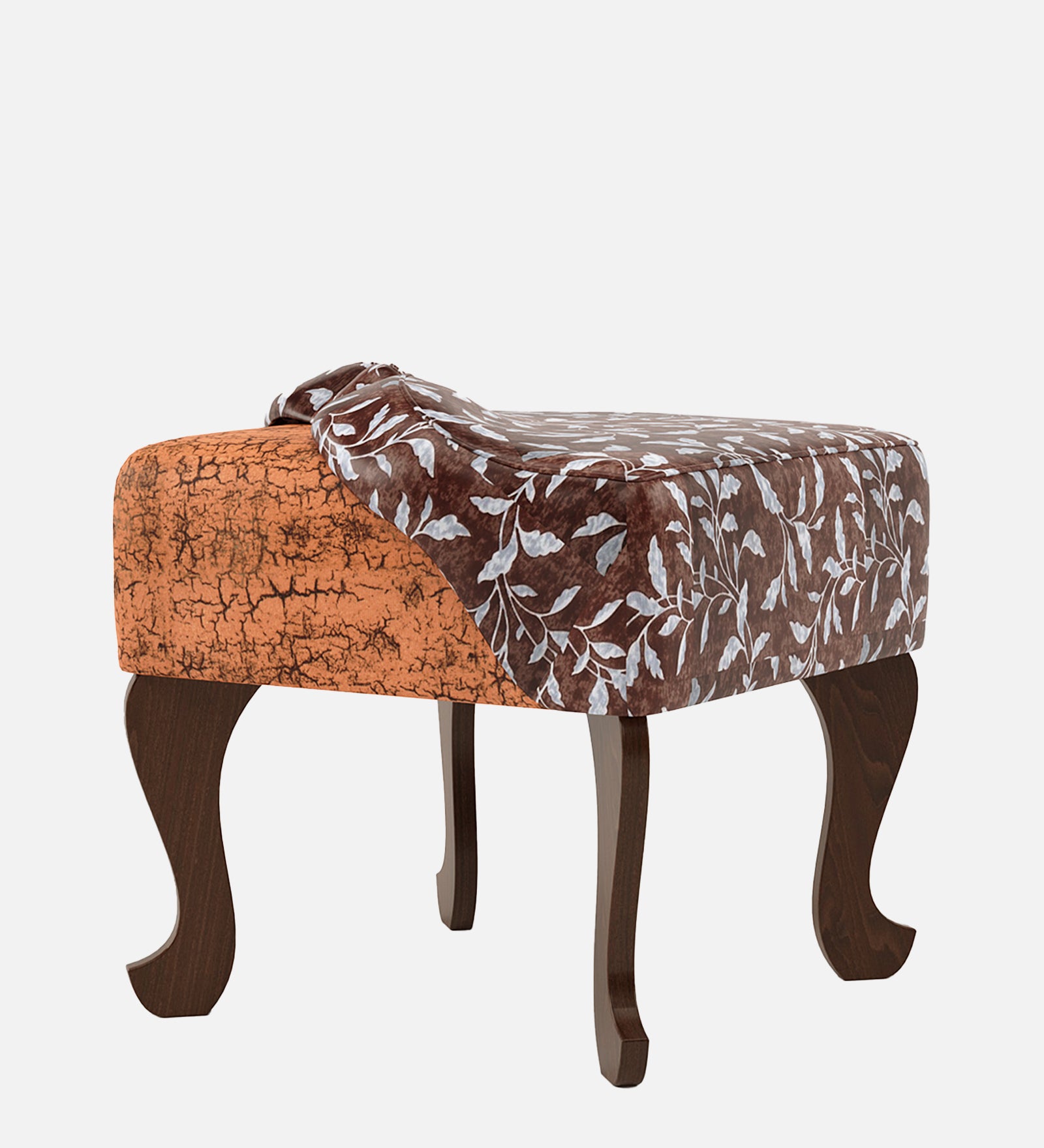 Butterfly-Shaped Ottoman - Walnut Finish with Shelves - additional angle 4