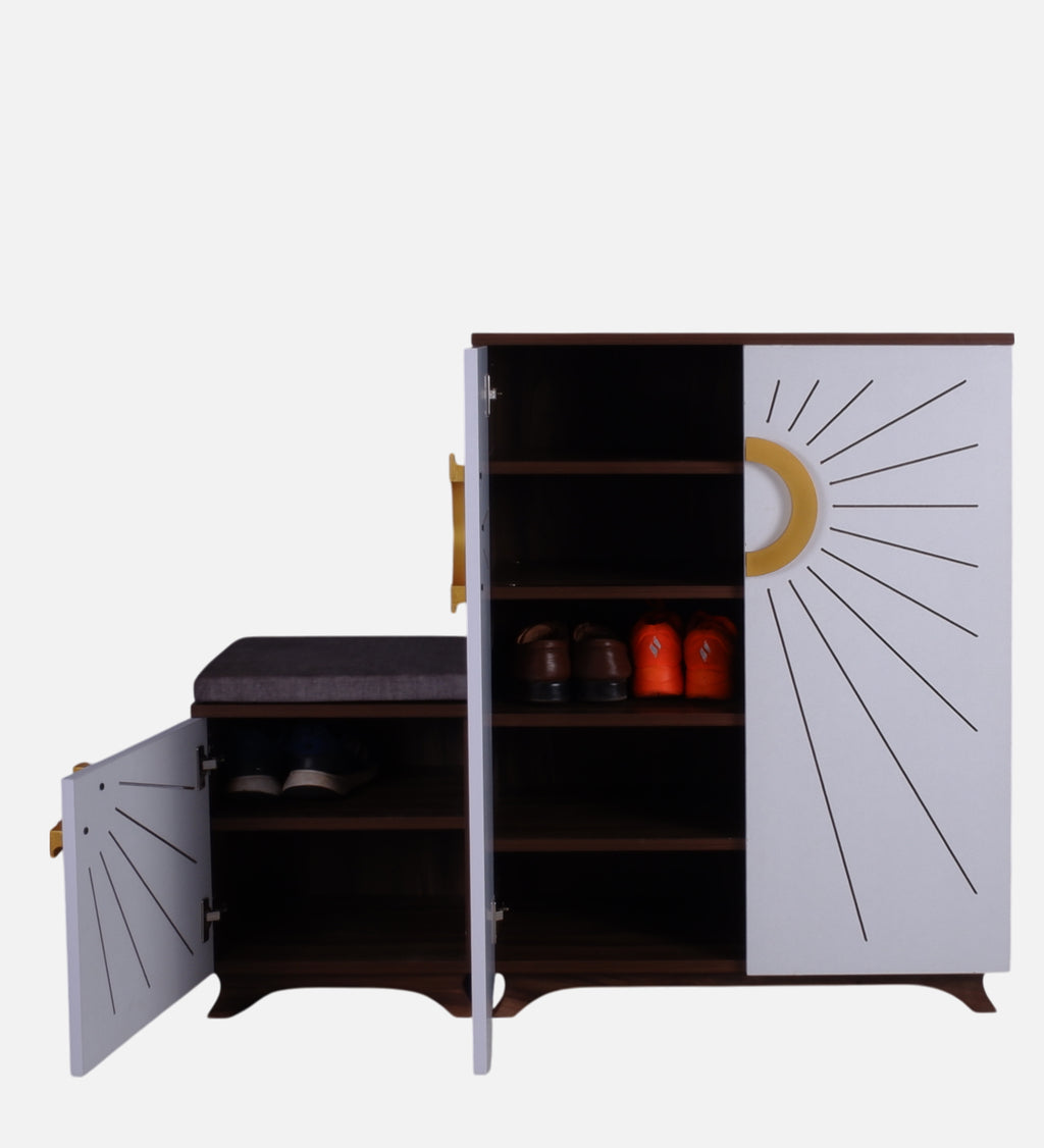 Ariel 23-Pairs 3 Door Shoe Cabinet with Seating | White Finish