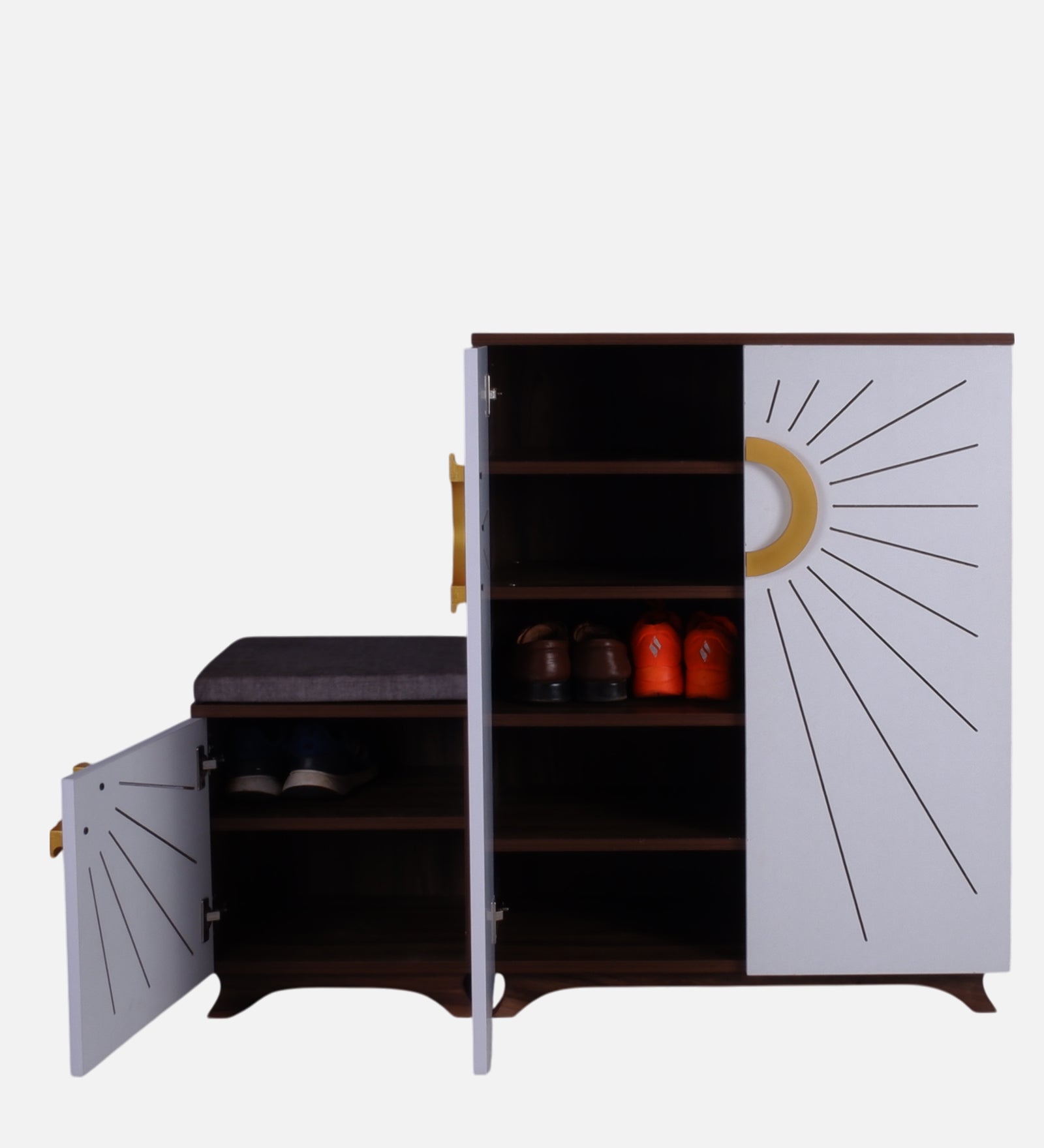 Ariel 23-Pairs 3 Door Shoe Cabinet with Seating | White Finish