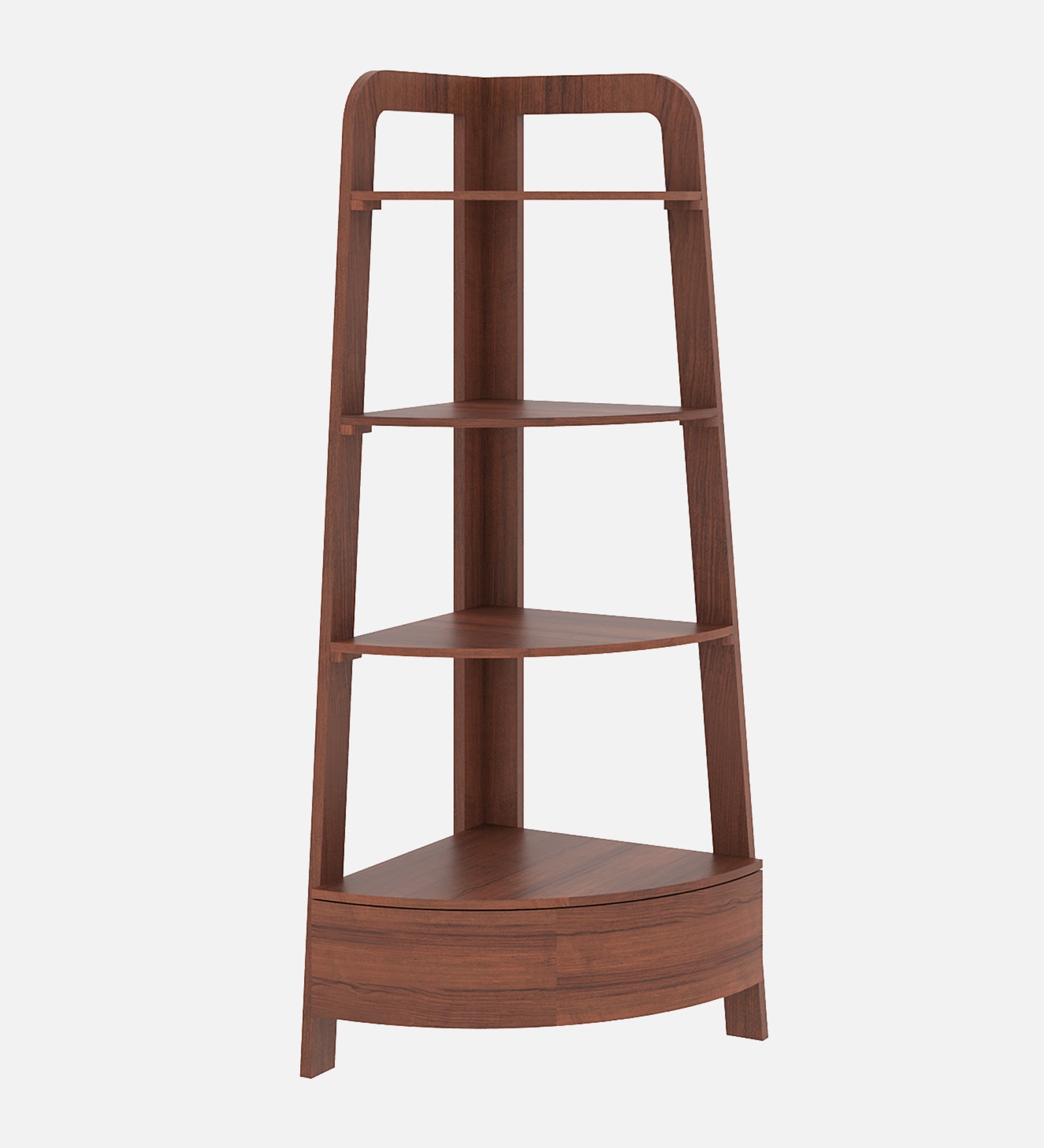 Lotus Engineered Wood Bookshelf - Walnut Finish Wall Shelf - additional angle 2