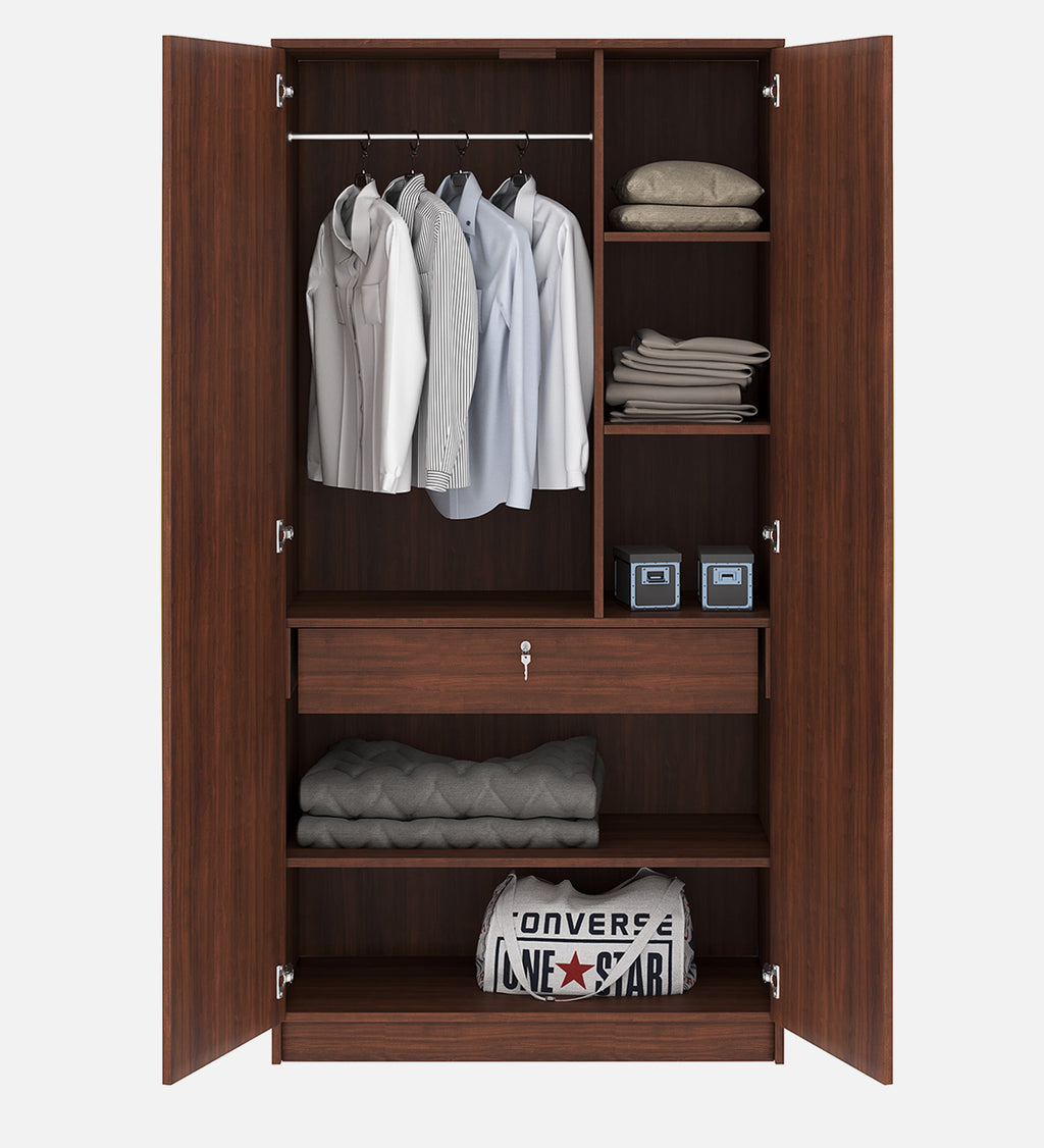 Eco 2 Door Wardrobe with Mirror - Walnut & Natural Wood - additional angle 2