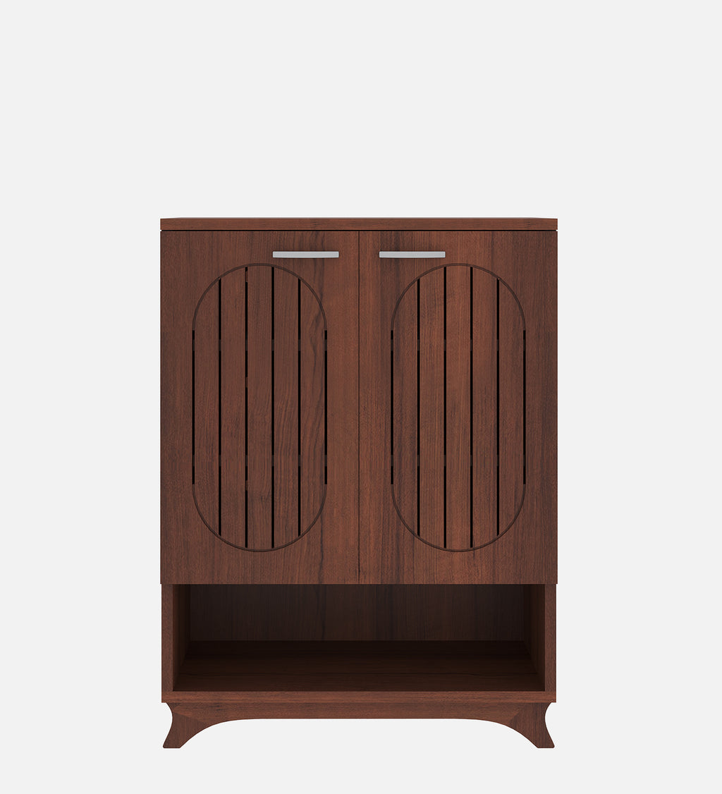 Metro Shoe Rack with Open Shelf - Walnut Finish - additional angle 3