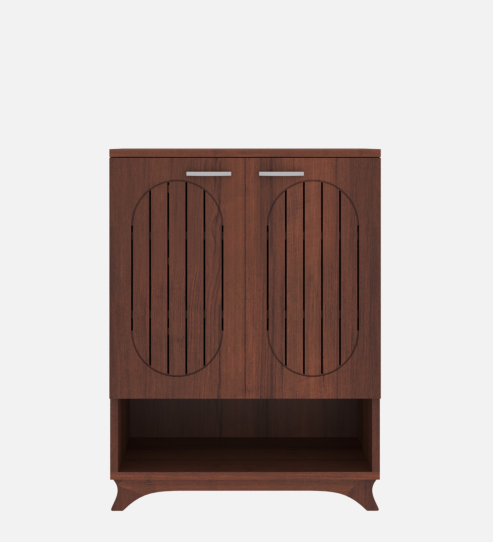 Metro Shoe Rack with Open Shelf - Walnut Finish - additional angle 3