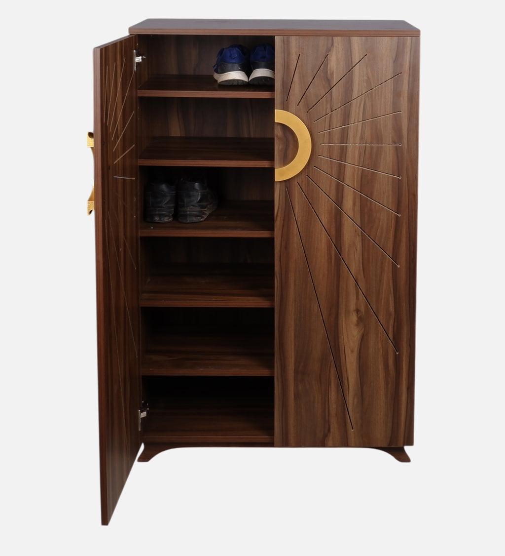 Astra 24-Pairs 2 Door Shoe Cabinet | Walnut Finish