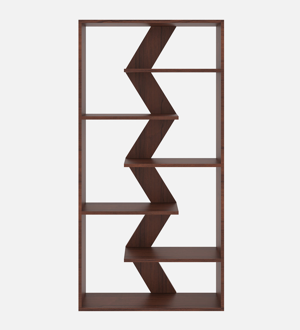 Cassia Tall Bookshelf - Walnut Finish, Slim Design - additional angle 3