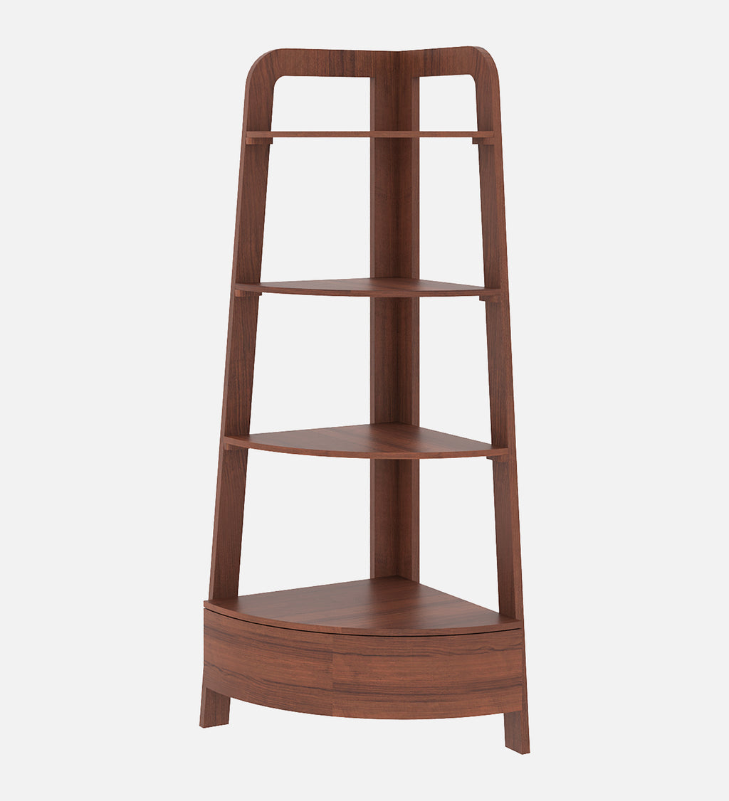 Lotus Engineered Wood Bookshelf - Walnut Finish Wall Shelf - additional angle 3