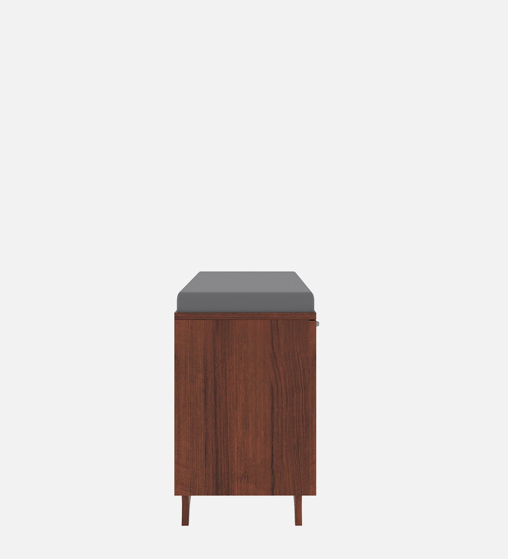 Gladiolus Three Door Shoe Racks in Walnut Colour with Seating - additional angle 3