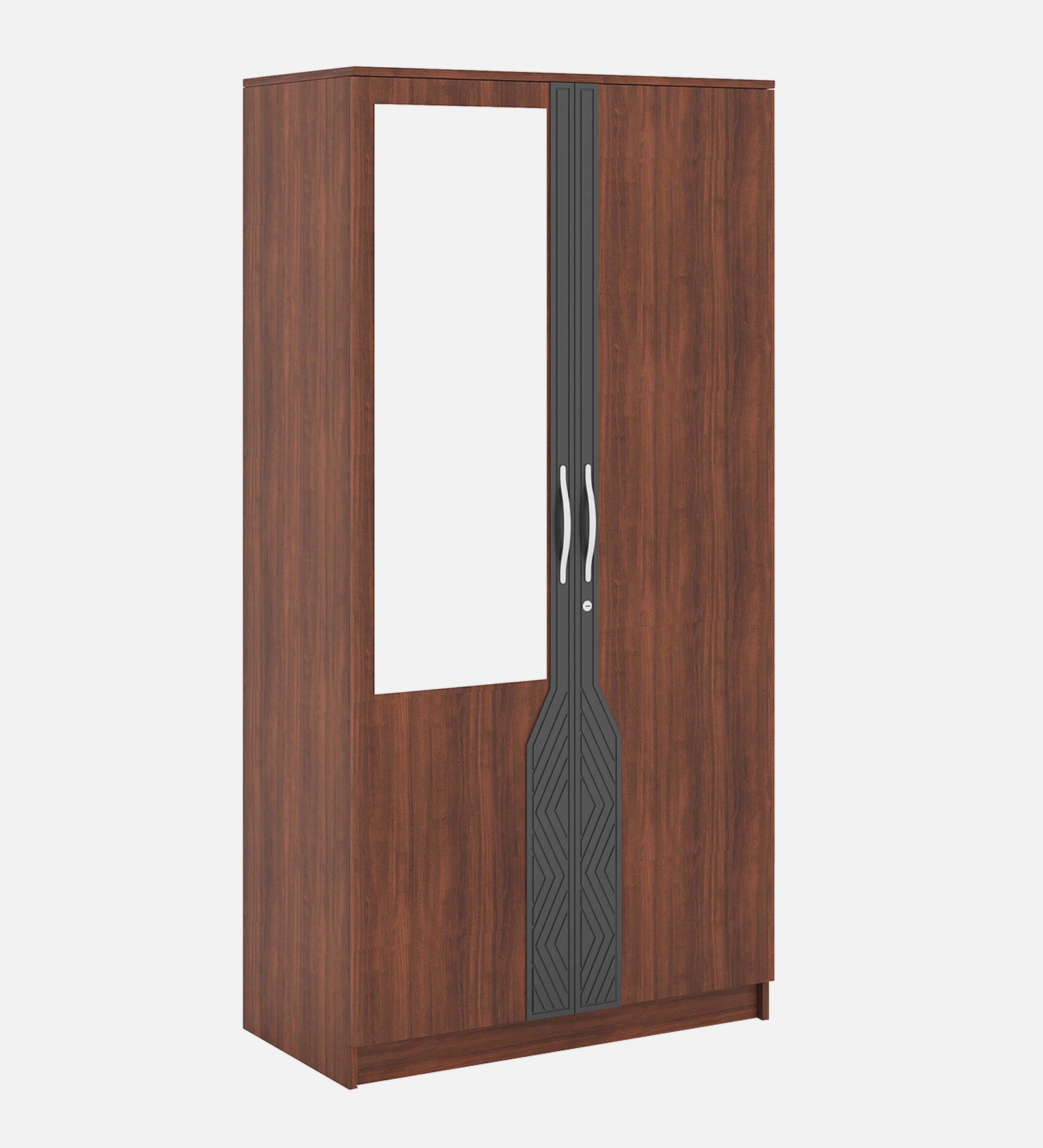 Maya 2 Door Wardrobe with Mirror - Walnut & Grey Finish - additional angle 5