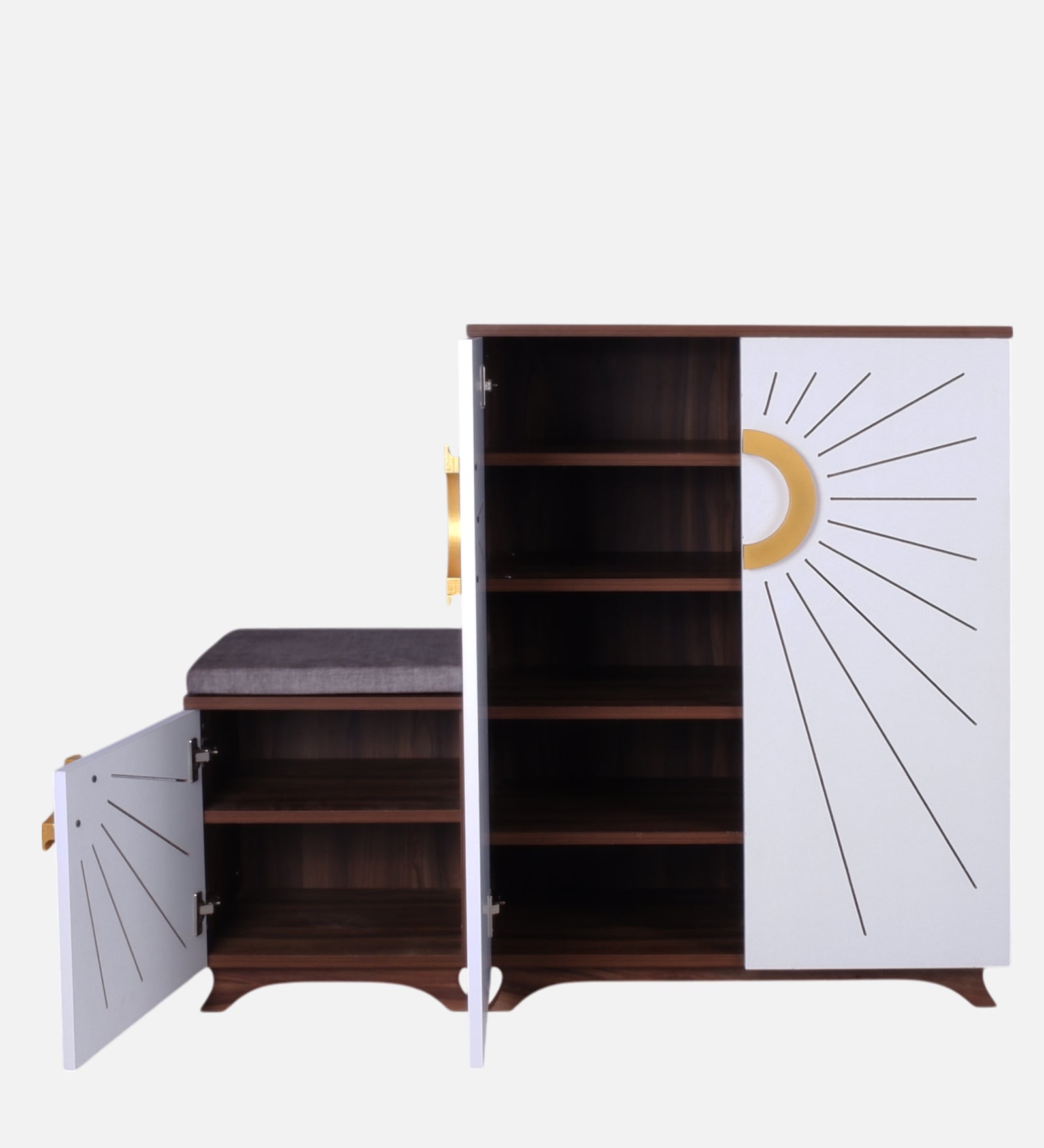 Ariel 23-Pairs 3 Door Shoe Cabinet with Seating | White Finish