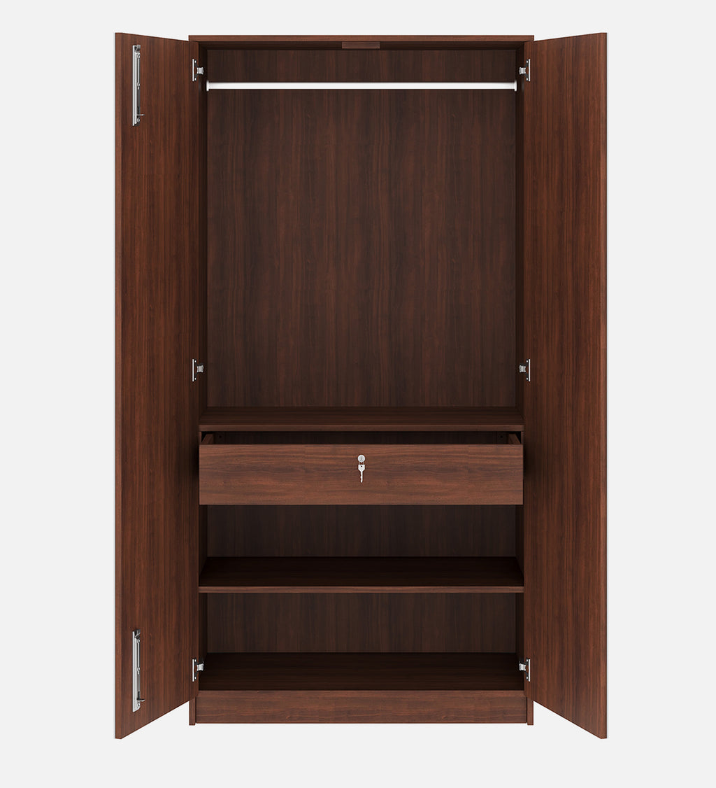 Opera 2 Door Wardrobe - Walnut & Natural Wood Finish - additional angle