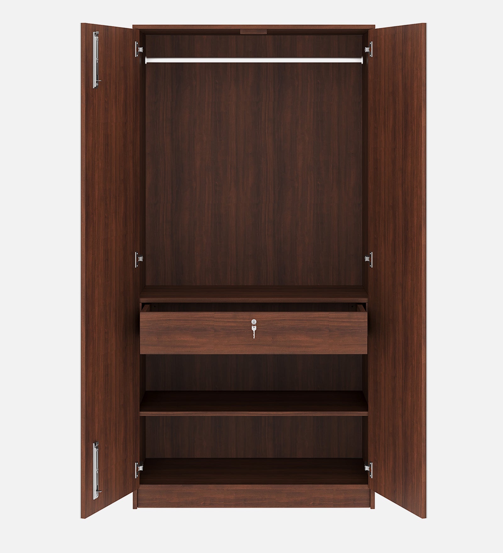 Opera 2 Door Wardrobe - Walnut & Natural Wood Finish - additional angle