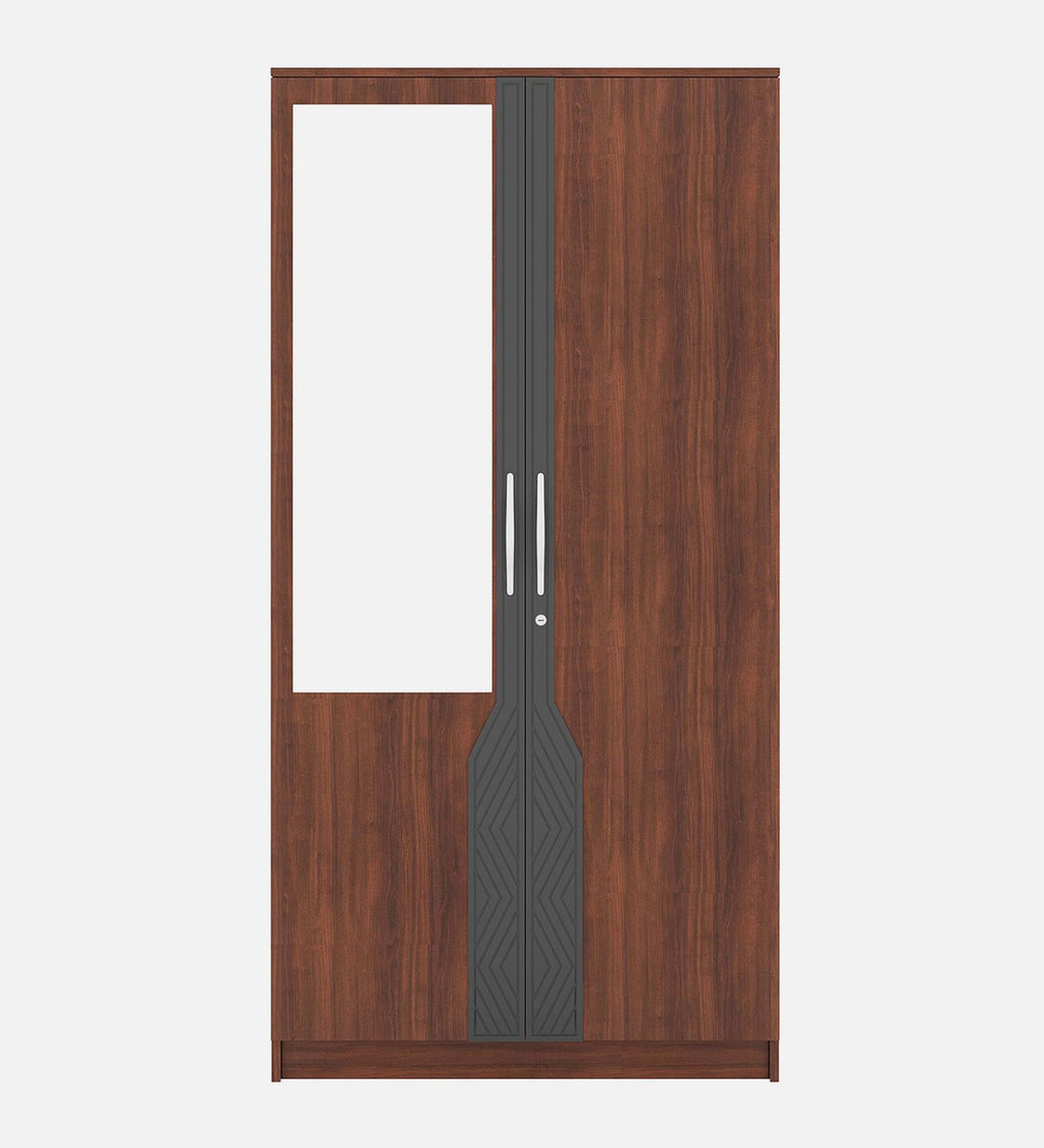 Coral 2 Door Wardrobe with Mirror - Walnut & Grey - additional angle 4