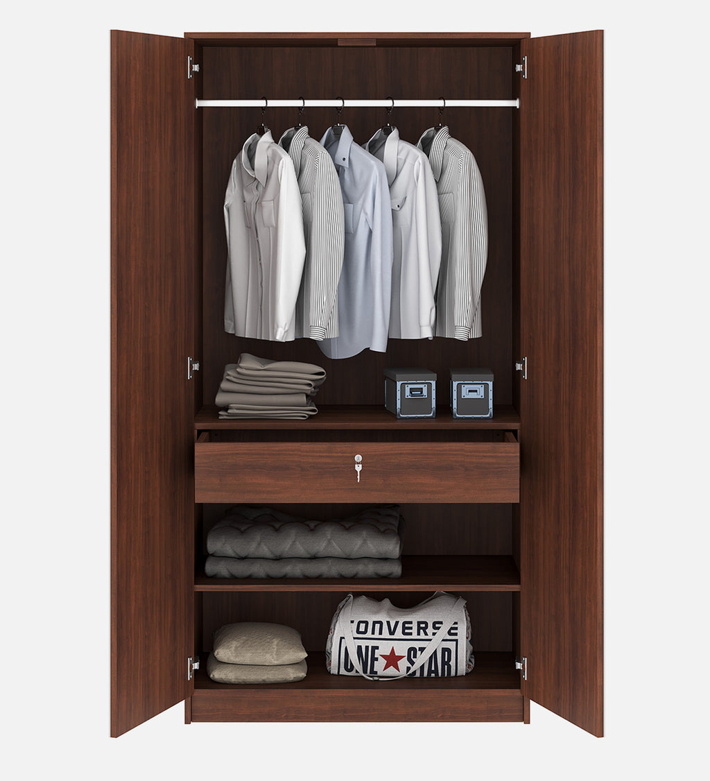 Opera 2 Door Wardrobe - Walnut & Natural Wood Finish - additional angle 2