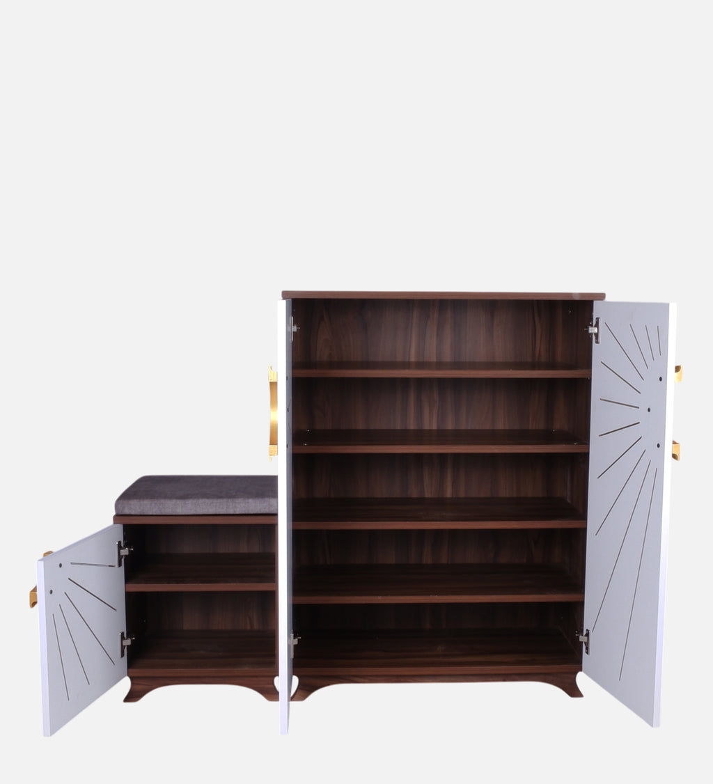 Ariel 23-Pairs 3 Door Shoe Cabinet with Seating | White Finish