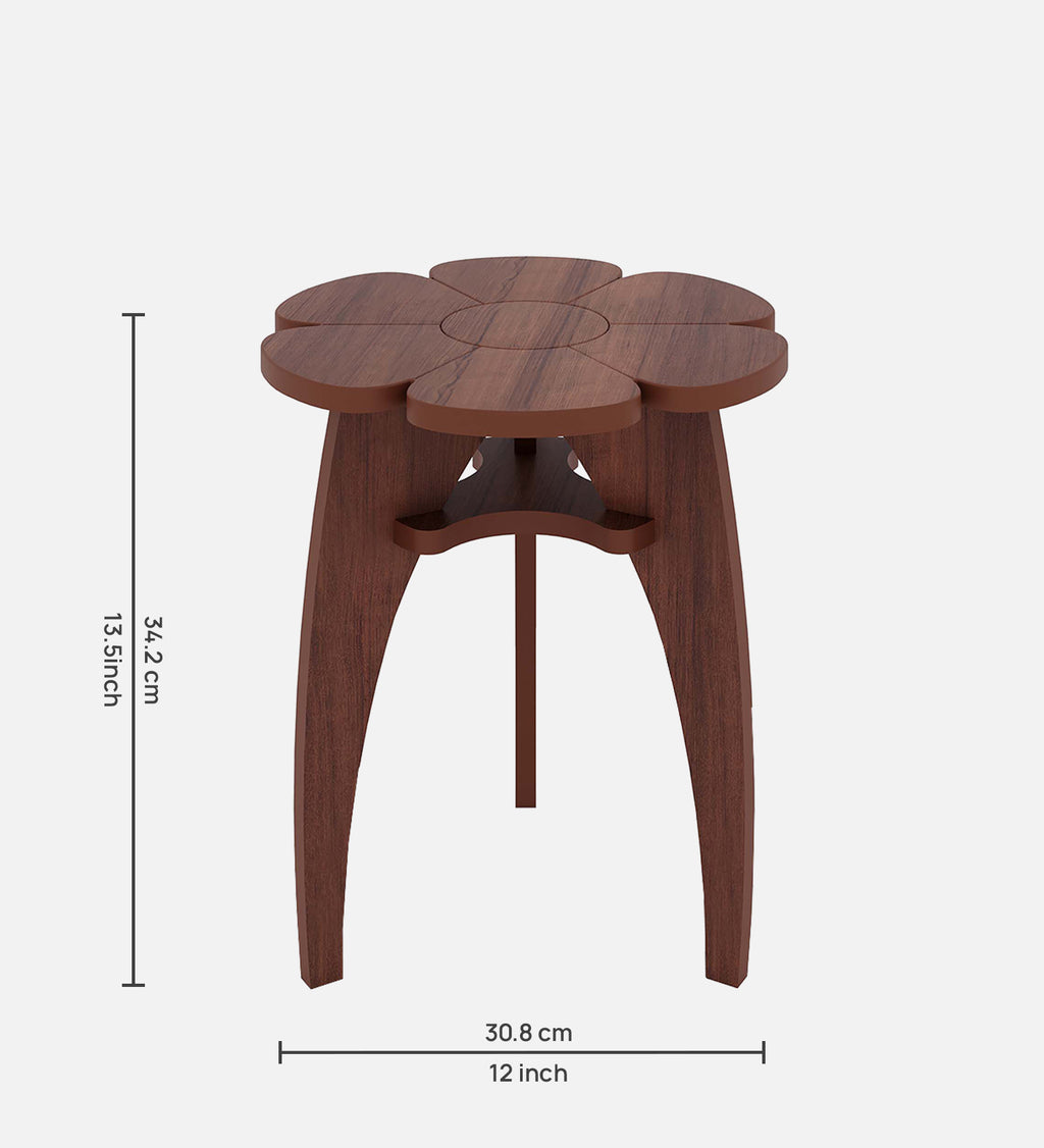 Flower End Table - Walnut Finish Side Table - additional angle 3