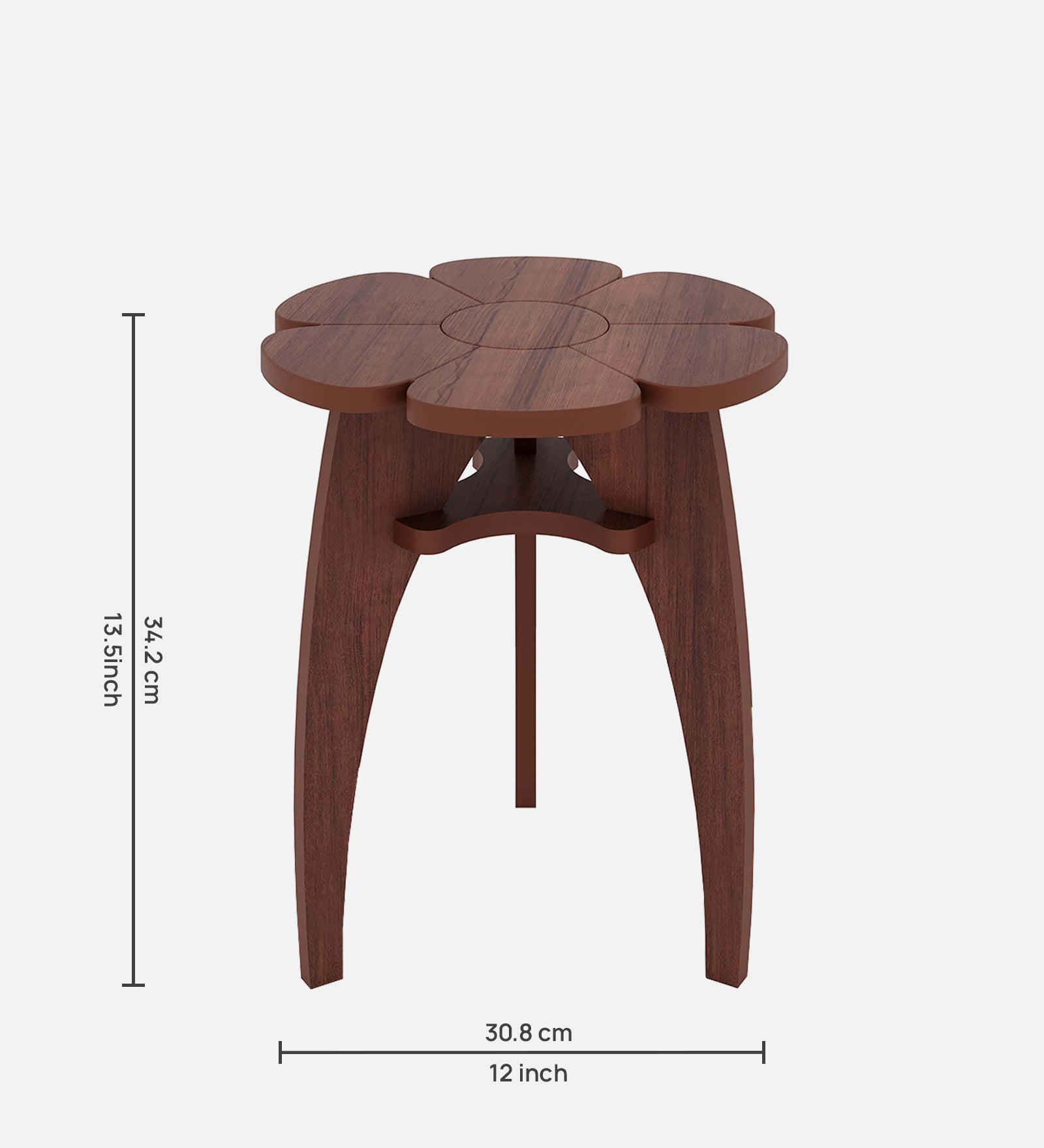 Flower End Table - Walnut Finish Side Table - additional angle 3
