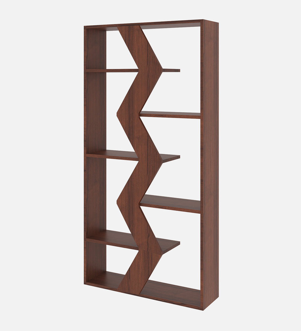 Cassia Tall Bookshelf - Walnut Finish, Slim Design - additional angle