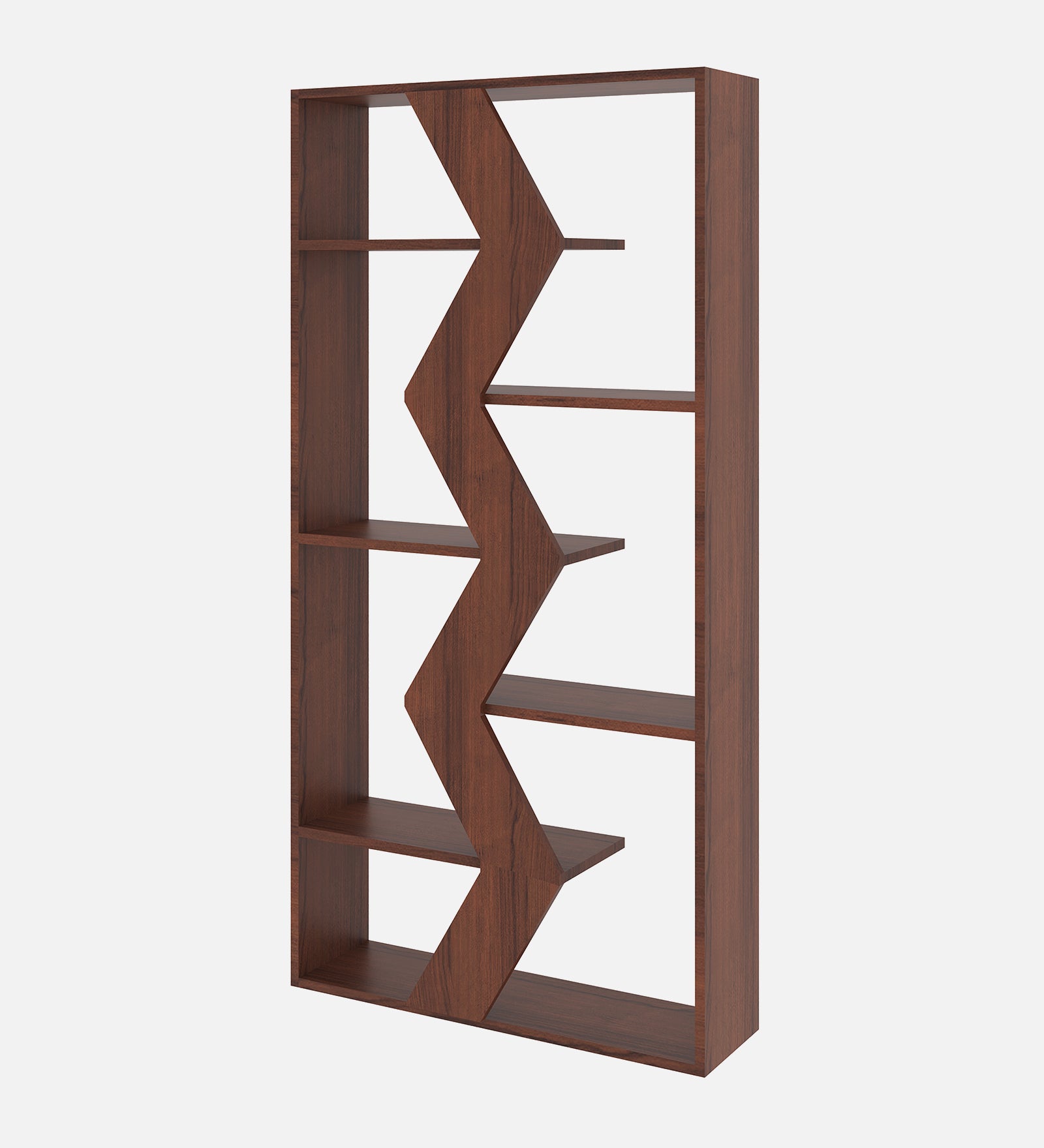 Cassia Tall Bookshelf - Walnut Finish, Slim Design - additional angle