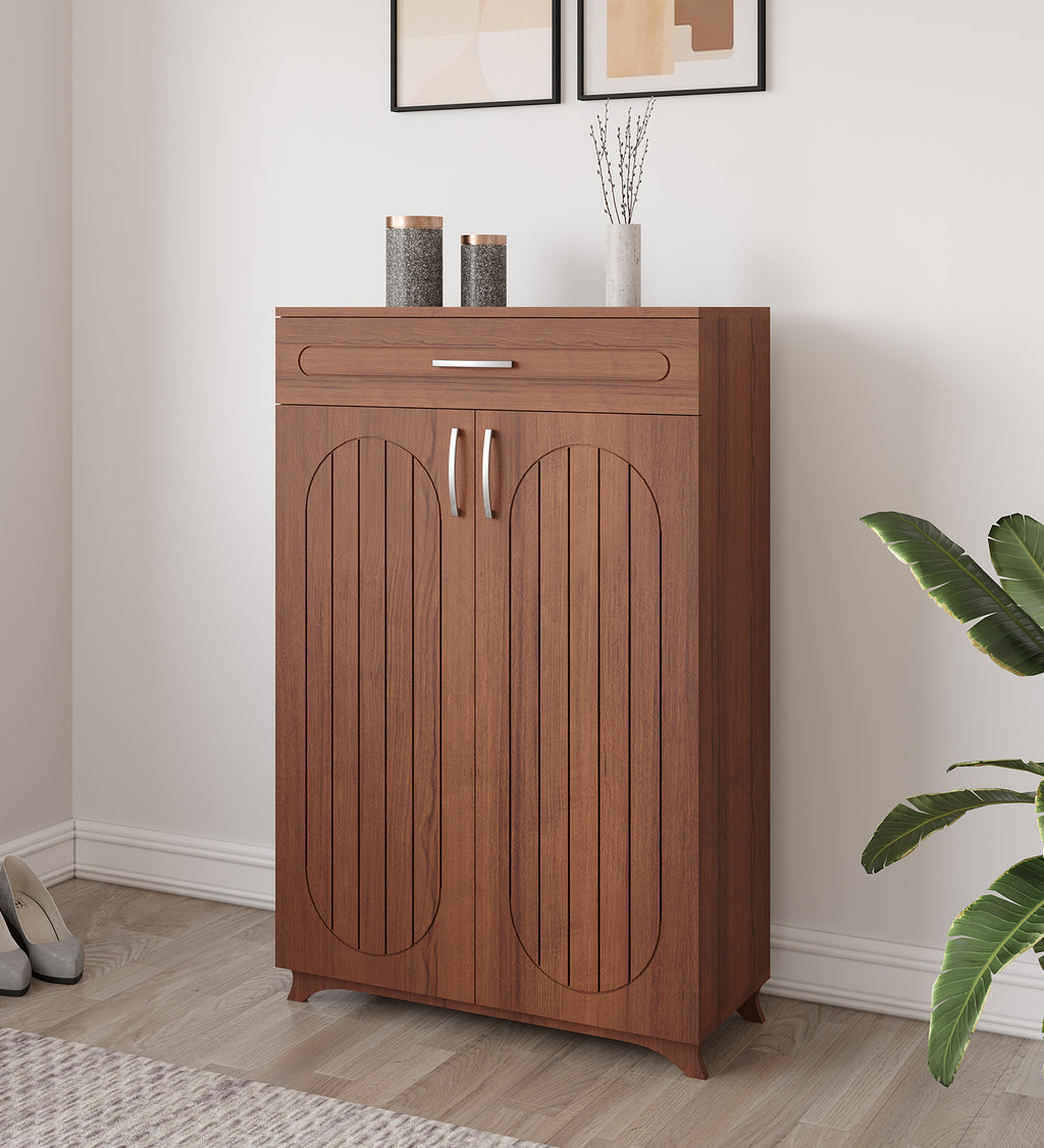 Pipevine Shoe Rack with Drawer - Walnut Finish - additional angle 4