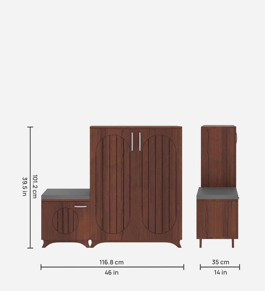 Oscar Shoe Rack with Seating - Walnut Finish - additional angle 7