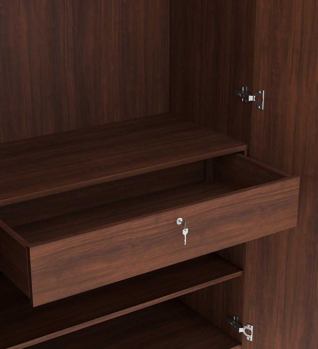 Dario 2 Door Wardrobe with Mirror - Walnut & Natural Wood - additional angle 5