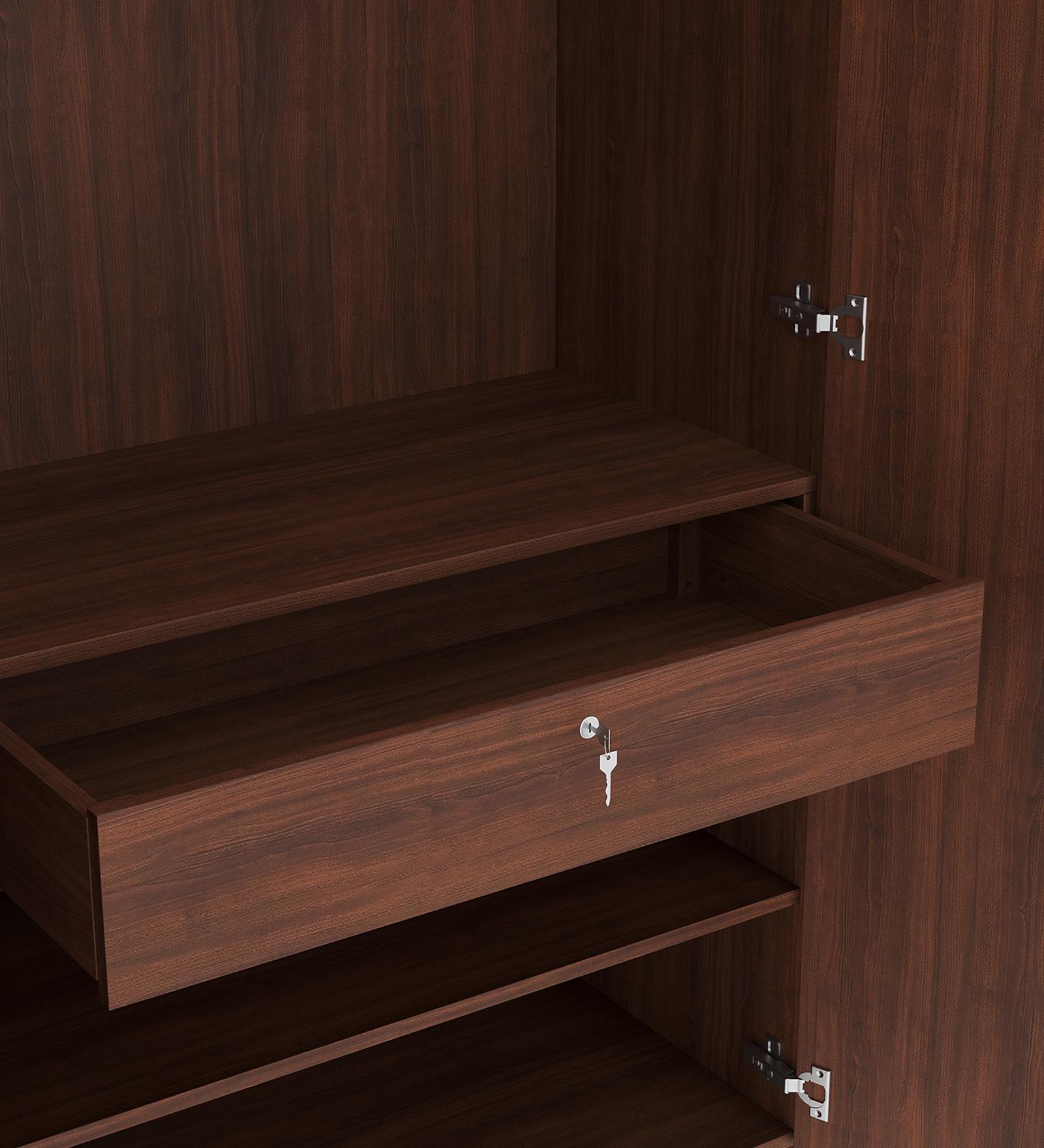 Dario 2 Door Wardrobe with Mirror - Walnut & Natural Wood - additional angle 5
