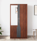 Maya 2 Door Wardrobe with Mirror - Walnut & Grey Finish