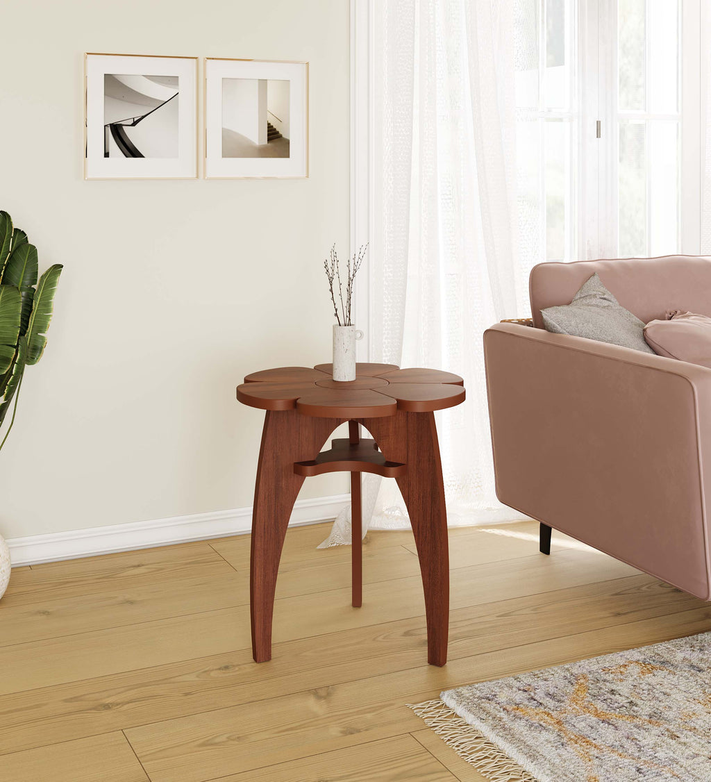 Orca End Table - Walnut Finish Compact Side Table - additional angle
