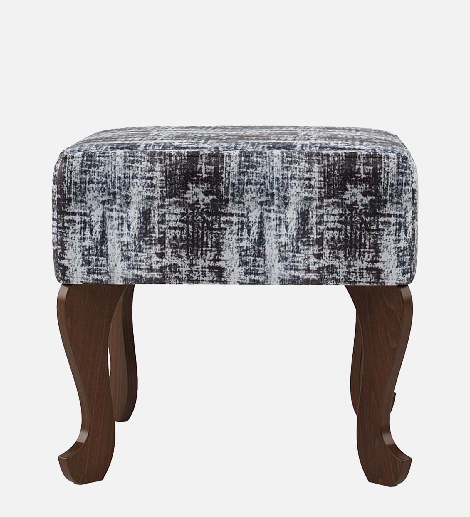 Assam Fabric Seating Ottoman - Walnut Finish - additional angle 7