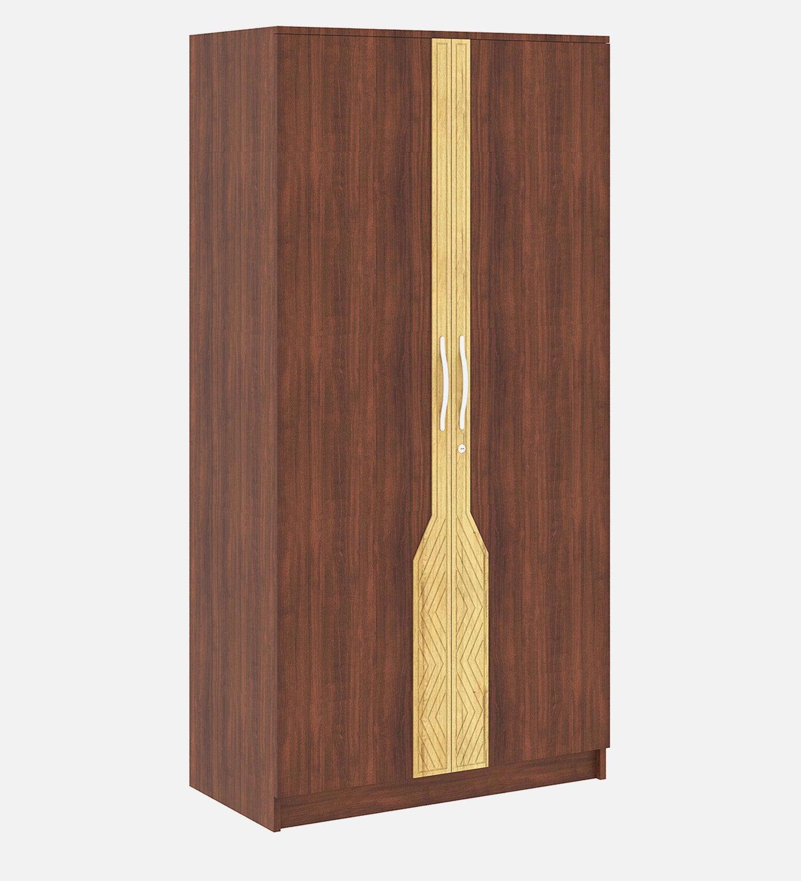 Opera 2 Door Wardrobe - Walnut & Natural Wood Finish - additional angle 4